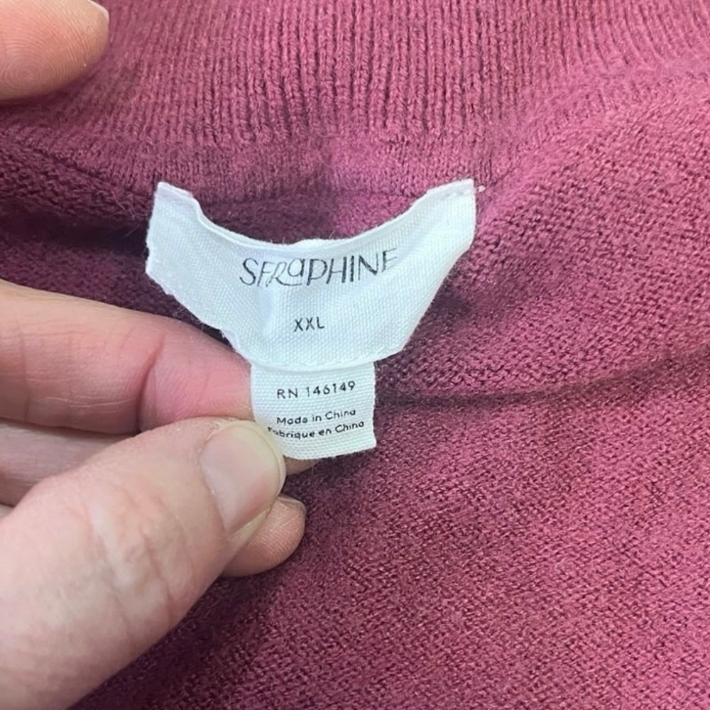 Seraphine‎ Maternity Nursing Pullover Knit Sweater, Mock-Neck Size XXL Berry Red - Picture 7 of 12